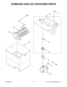 Icemaker And Ice Container Parts Diagram and Parts List for WRF757SDHZ05  Whirlpool Refrigerator