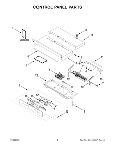 Control Panel Parts Diagram and Parts List for JJW2827IM01  Whirlpool Wall Oven