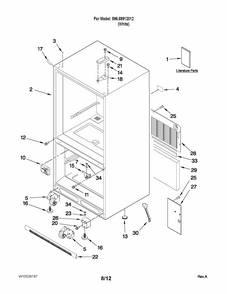 Cabinet Parts Diagram and Parts List for 59669912012  Kenmore Refrigerator
