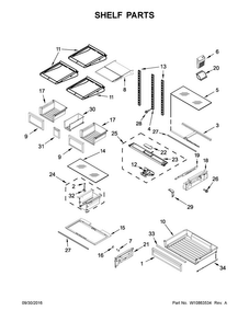 Shelf Parts Diagram and Parts List for 7WF736SDAM14  Whirlpool Refrigerator