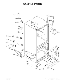 Cabinet Parts Diagram and Parts List for KRFF300EBS00  KitchenAid Refrigerator