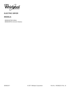 Cover Sheet Diagram and Parts List for WED85HEFC0  Whirlpool Dryer