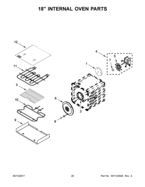11 - 18" INTERNAL OVEN PARTS Diagram and Parts List for JDRP548WP03  Whirlpool Range