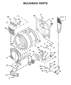 Bulkhead Parts Diagram and Parts List for WGD560LHW0  Whirlpool Dryer