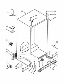 Cabinet Parts Diagram and Parts List for ISC21CNEDS00  Whirlpool Refrigerator