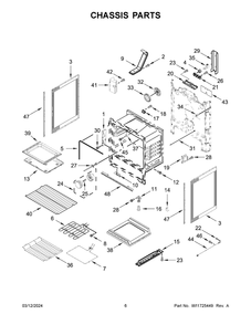 Chassis Parts Diagram and Parts List for YWFE775H0HV5  Whirlpool Range