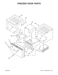 Freezer Door Parts Diagram and Parts List for KRMF606ESS01  KitchenAid Refrigerator