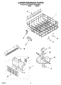 LOWER DISHRACK Diagram and Parts List for DU951PWKB1  Whirlpool Dishwasher