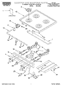 COOKTOP AND MANIFOLD, LITERATURE Diagram and Parts List for FGP300EW3  Roper Range