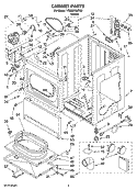 CABINET PARTS Diagram and Parts List for YCEM2760TQ0  Whirlpool Dryer