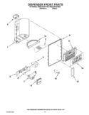 DISPENSER FRONT PARTS Diagram and Parts List for 5WSC20CAYY00  Whirlpool Refrigerator