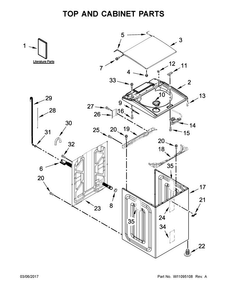 Top And Cabinet Parts Diagram and Parts List for 7MWTW7000EW1  Whirlpool Washer