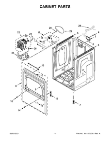 Cabinet Parts Diagram and Parts List for WGD5100HC1  Whirlpool Dryer