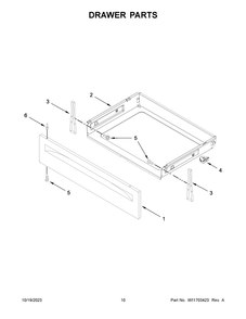 Drawer Parts Diagram and Parts List for WFE515S0JB4  Whirlpool Range
