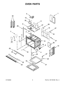 Oven Parts Diagram and Parts List for KOES530PSS00  KitchenAid Wall Oven