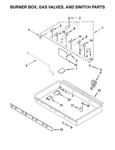 Burner Box, Gas Valves, And Switch Parts Diagram and Parts List for KDRS467VSD00  KitchenAid Range