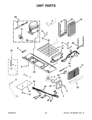 Unit Parts Diagram and Parts List for KRSC503ESS01  Whirlpool Refrigerator