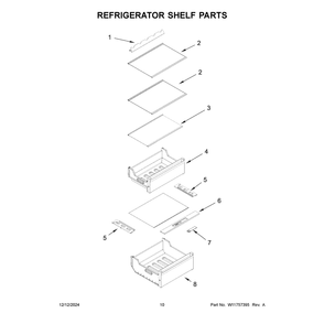Refrigerator Shelf Parts Diagram and Parts List for URBC5024PZ00  Whirlpool Refrigerator