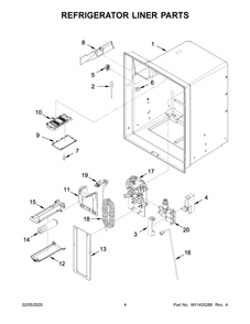 Refrigerator Liner Parts Diagram and Parts List for WRF555SDHV03  Whirlpool Refrigerator