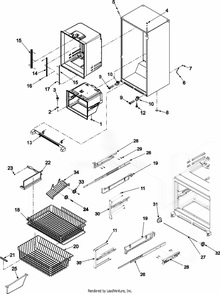 Interior Cabinet And Freezer Shelving Diagram and Parts List for ABR2222FES  Whirlpool Refrigerator