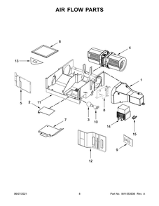 Air Flow Parts Diagram and Parts List for WMH31017HS8  Whirlpool Microwave