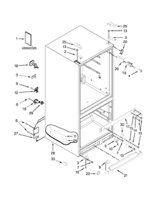 Cabinet Parts Diagram and Parts List for KFFS20EYMS02  KitchenAid Refrigerator