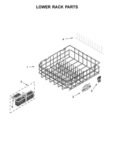 Lower Rack Parts Diagram and Parts List for KDTE204EBL4  KitchenAid Dishwasher