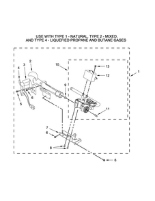 Burner Assembly W10336852 Diagram and Parts List for WGD4985EW0  Whirlpool Dryer
