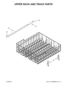 Upper Rack And Track Parts Diagram and Parts List for IDF320PAFW1  Whirlpool Dishwasher