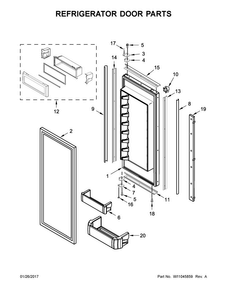 Freezer Door And Basket Parts Diagram and Parts List for KBFN502EPA02  KitchenAid Refrigerator