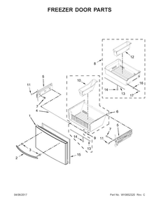 Freezer Door Parts Diagram and Parts List for WRF736SDAB14  Whirlpool Refrigerator