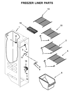 Freezer Liner Parts Diagram and Parts List for WRSA15SNHN00  Whirlpool Refrigerator