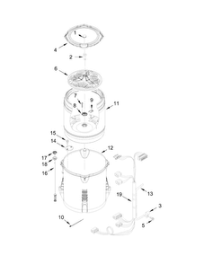 Basket And Tub Parts Diagram and Parts List for 11025132411  Kenmore Washer