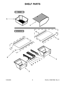 Shelf Parts Diagram and Parts List for WRT348FMES00  Whirlpool Refrigerator