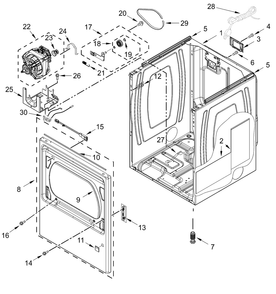 Cabinet Parts Diagram and Parts List for WGD5100HW4,WGD5100HC4  Whirlpool Dryer