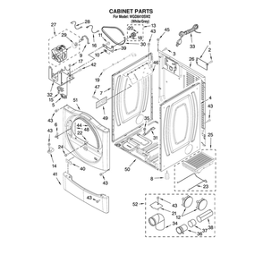 Cabinet Parts Diagram and Parts List for WGD8410SW2  Whirlpool Dryer