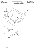 COOKTOP, LITERATURE Diagram and Parts List for RF196LXJT0  Whirlpool Range