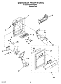 DISPENSER FRONT PARTS Diagram and Parts List for 7GS6SHEXMS01  Whirlpool Refrigerator