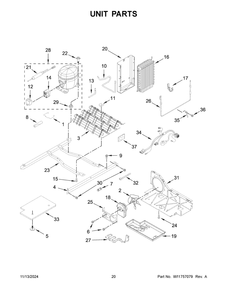 11 - Unit Parts Diagram and Parts List for ASI2575GRB12  Whirlpool Refrigerator