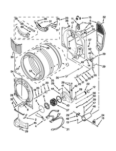 Bulkhead Parts Diagram and Parts List for WGD96HEAU1  Whirlpool Dryer