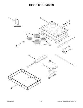 Cooktop Parts Diagram and Parts List for WCE55US4HB00  Whirlpool Cooktop