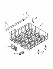 Upper Rack And Track Parts Diagram and Parts List for 66513032K115  Kenmore Dishwasher