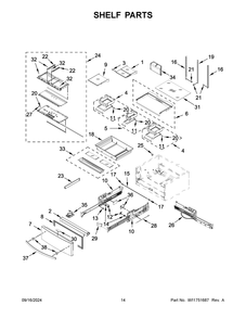 08 - Shelf Parts Diagram and Parts List for WRX986SIHZ04  Whirlpool Refrigerator