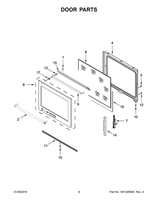 Door Parts Diagram and Parts List for YKSEB900ESS3  Whirlpool Range