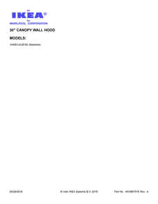 Cover Sheet Diagram and Parts List for IHW51UC0FS0  Whirlpool Range Hood