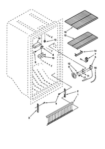 Liner Diagram and Parts List for EV150NXEW2  Whirlpool Freezer