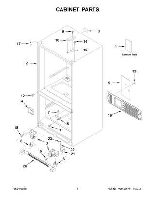 Cabinet Parts Diagram and Parts List for WRB119WFBM01  Whirlpool Refrigerator