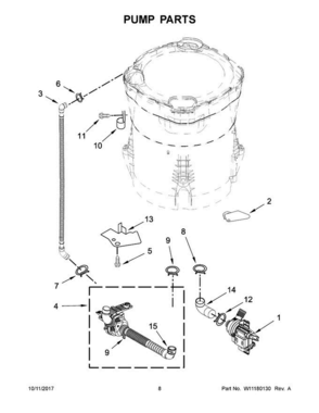 05 - Pump Parts Diagram and Parts List for WTW8500DC4  Whirlpool Washer