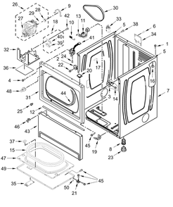 Cabinet Parts Diagram and Parts List for MDE20PDFGW0  Whirlpool Dryer