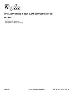 01 - Cover Sheet Diagram and Parts List for WEE750H0HV0  Whirlpool Range